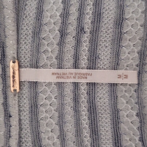 🛍Free People Womens Medium Cropped Open Front Cardigan Stripe Metallic‎ Eloise - Picture 2 of 8